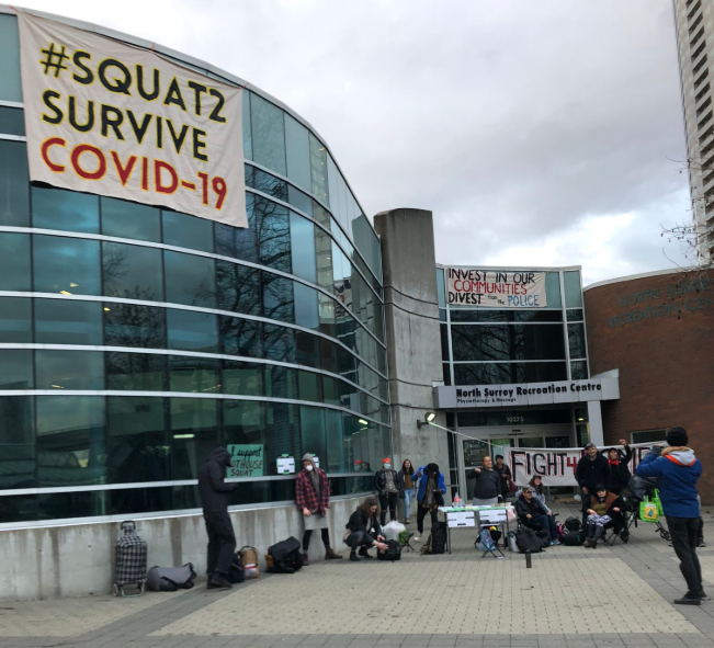 CityNewsVAN's tweet photo. Sitting in for Safety: Group takes over Surrey rec centre to fight for better COVID-19 shelter https://t.co/V0nMl0PZT7 https://t.co/z4oqzeIy3C