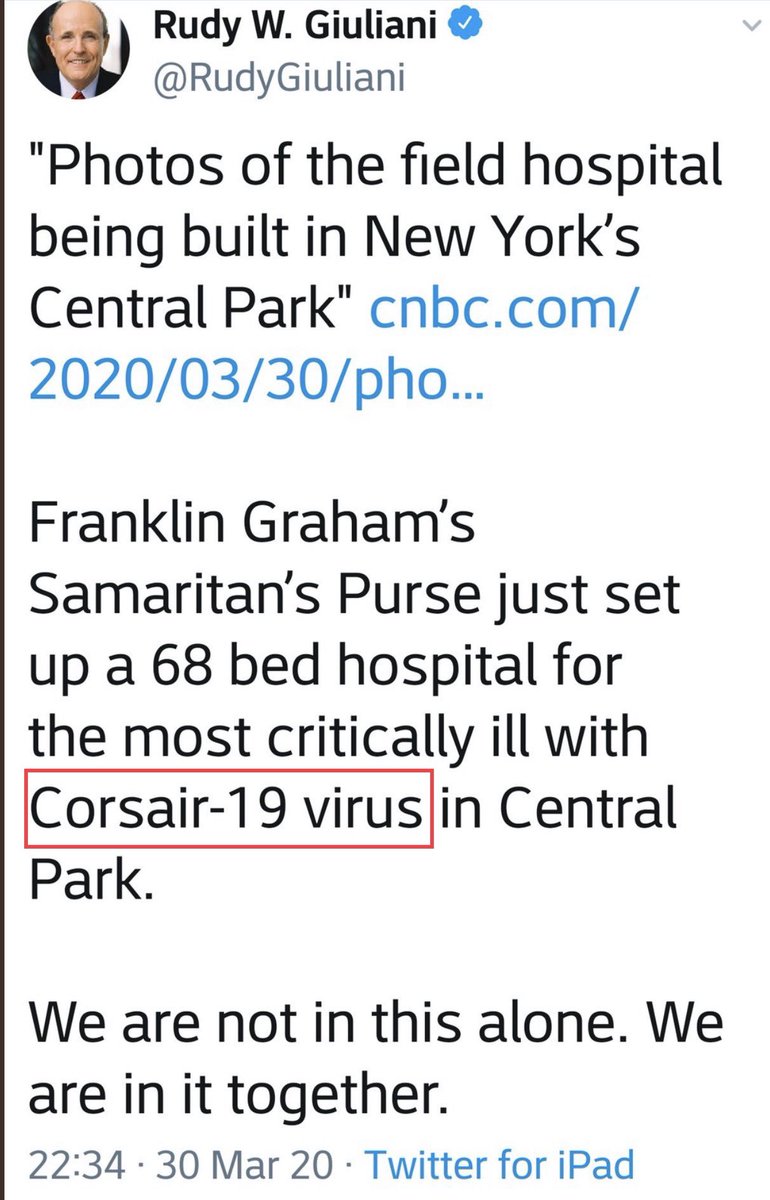 For the sake of real estate they were gray yesterday early and today as well these are default Pantone colors. I noticed a typo on a  @RudyGiuliani tweet dated the 30th he says Corsair 19 not Covid 19