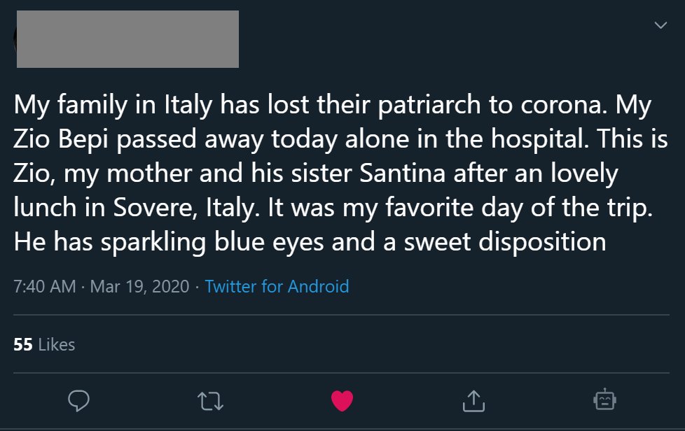 March 19th. OP hears the worst news from relatives in Italy. 13/