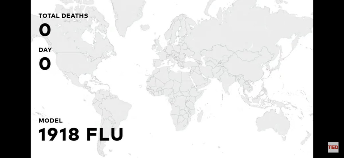 A graphic model is pulled up which depicts how a virus, similar to the 1918 Spanish flu, would affect the world today. The model eventually lights up red indicating the eventual death of “30 million people [who] died from the pandemic.”  #mc1313gdm *models shown below*