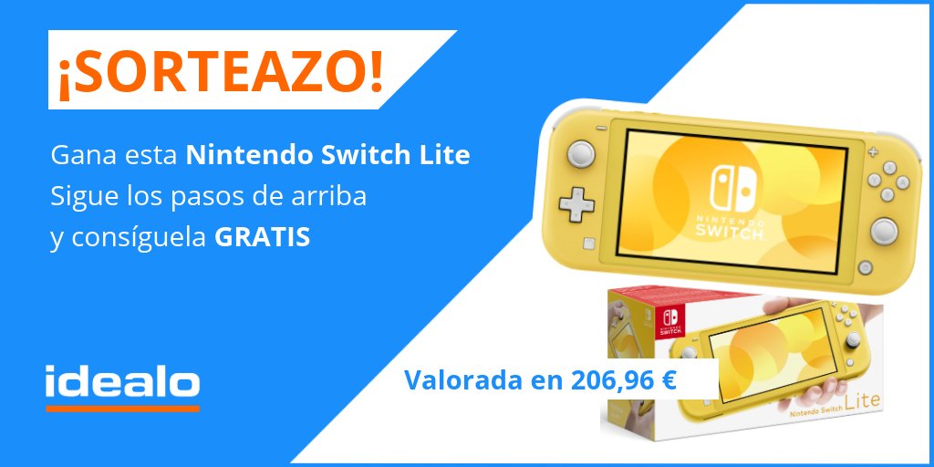 idealo_es's tweet photo. 🟡SORTEO🟡 ÚLTIMA OPORTUNIDAD. Nuevo #

🎮 Llévate una Nintendo Switch LITE

1⃣ RT ➕ sigue a @idealo_es
 
2⃣ Comenta con #idealoCompara nombrando a alguien incomparable. 

🍀 Ganador MAÑANA. Condiciones: https://t.co/7EV6YxpjSe https://t.co/6O3qymX7jO