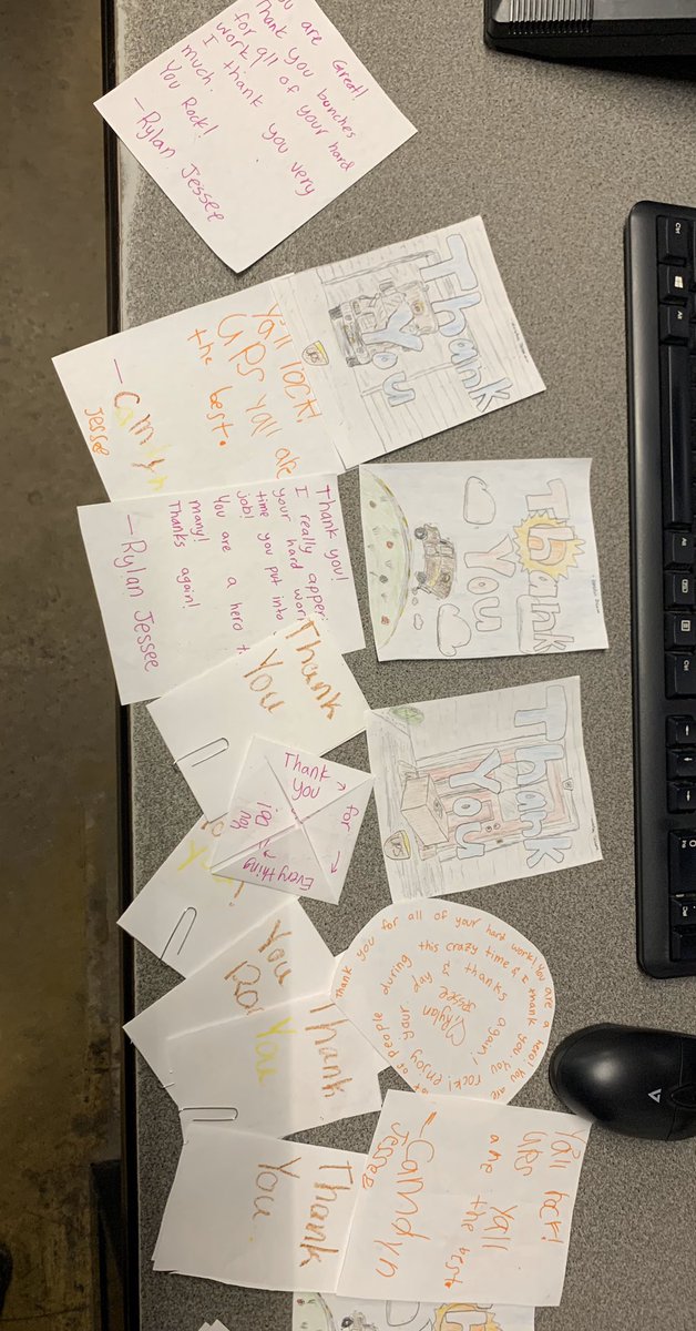 RockHill2970's tweet photo. Thank you to supervisor Dustin Jessee and his awesome kids for these hand made cards to show our drivers how much they appreciate their hard work! https://t.co/KsVqUowpyJ