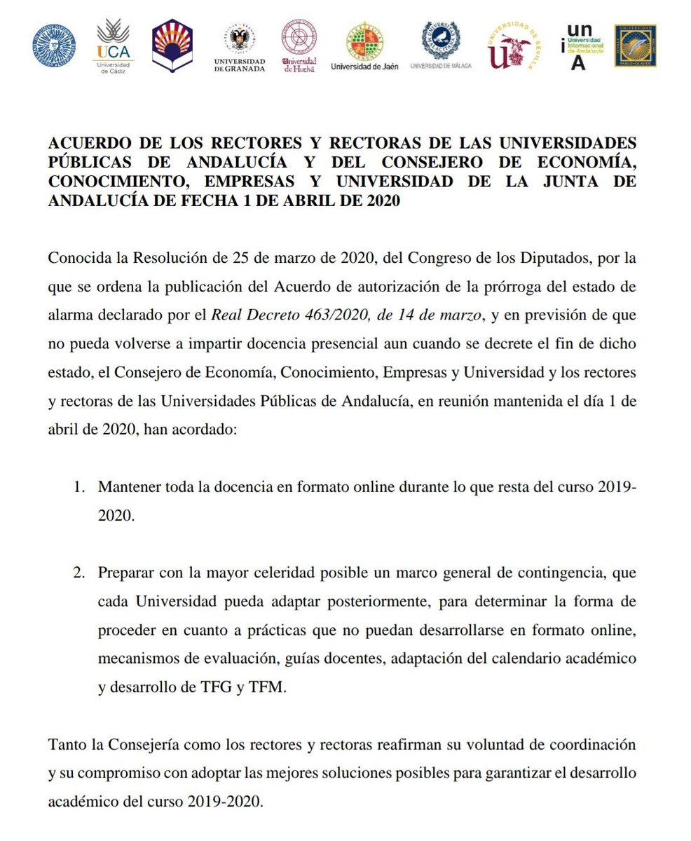 🔴 #ÚLTIMAHORA | La #UGR no volverá a dar clases presenciales en lo que queda de año.

Info: <a href="/CanalUGR/">Universidad Granada</a>
Fuente: covid19.ugr.es/noticias/comun…