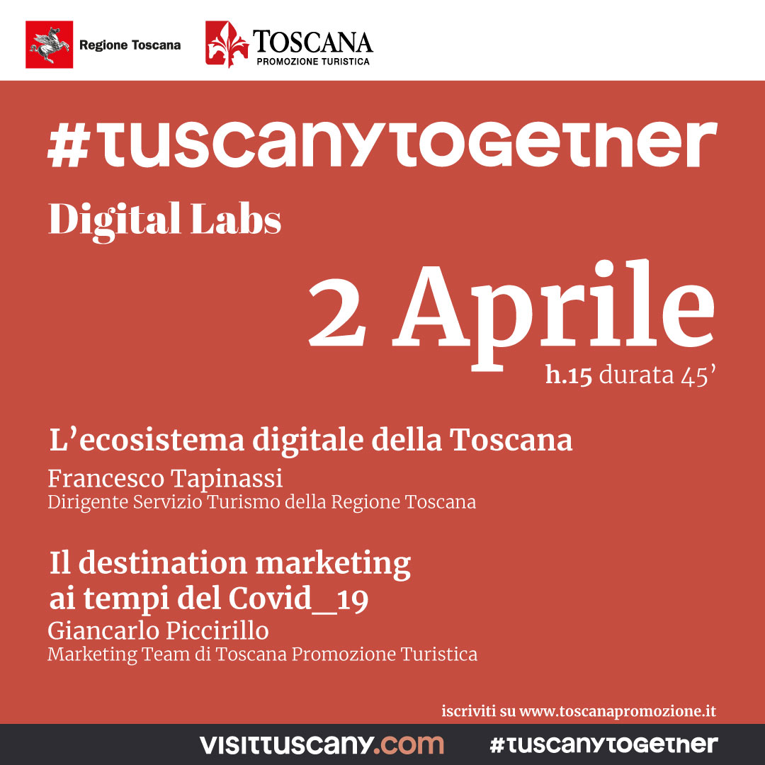 Toscana Promozione Turistica (@redazionetpt) on Twitter photo #digitalLabs oggi con <a href="/fratapi/">francesco tapinassi</a> e <a href="/giancarlo_picci/">Giancarlo Piccirillo</a> entriamo nel merito degli strumenti regionali, delle strategie da mettere in campo per la ripresa del turismo
Alle 15 tuscanytogether.edubit.it
#tuscanyTogether <a href="/regionetoscana/">Regione Toscana</a> <a href="/FSToscana/">FST</a> <a href="/francescopalu11/">francesco palumbo</a> <a href="/Toscana_Notizie/">ToscanaNotizie</a> #covid19 #digitalLabs oggi con <a href="/fratapi/">francesco tapinassi</a> e <a href="/giancarlo_picci/">Giancarlo Piccirillo</a> entriamo nel merito degli strumenti regionali, delle strategie da mettere in campo per la ripresa del turismo
Alle 15 tuscanytogether.edubit.it
#tuscanyTogether <a href="/regionetoscana/">Regione Toscana</a> <a href="/FSToscana/">FST</a> <a href="/francescopalu11/">francesco palumbo</a> <a href="/Toscana_Notizie/">ToscanaNotizie</a> #covid19