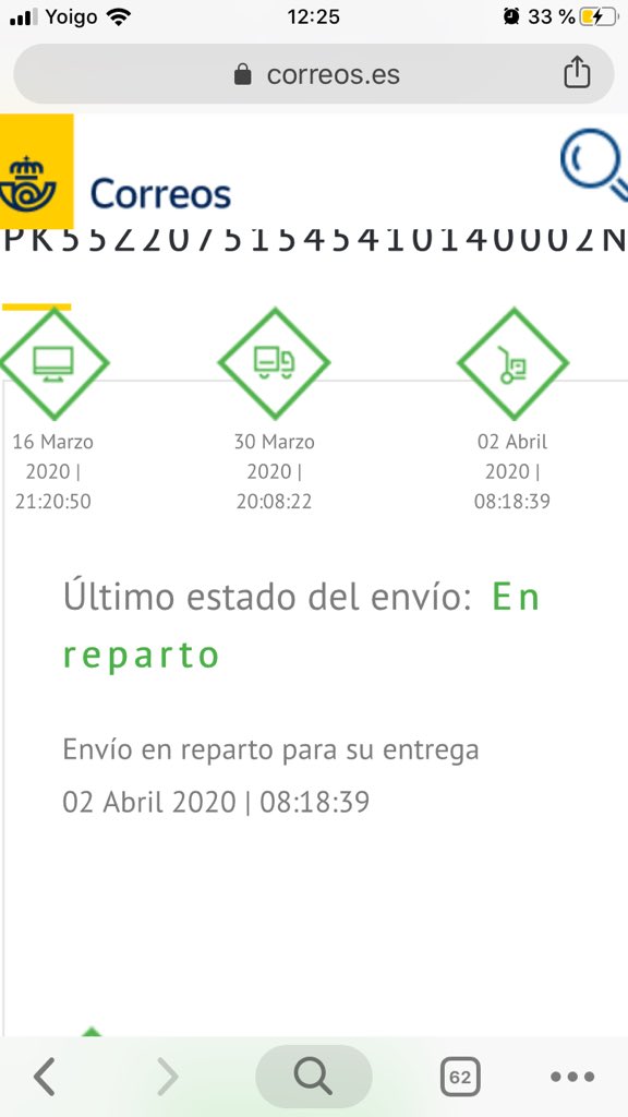 addsecond11's tweet photo. @FrankRo63654945 @JrgSeul @AinaraLarraiz @alvarobrig @CorreosAtiende @Correos @CorreosExpress Mi paquete está en reparto, ojalá me llegase hoy ... https://t.co/9JChplrLB9
