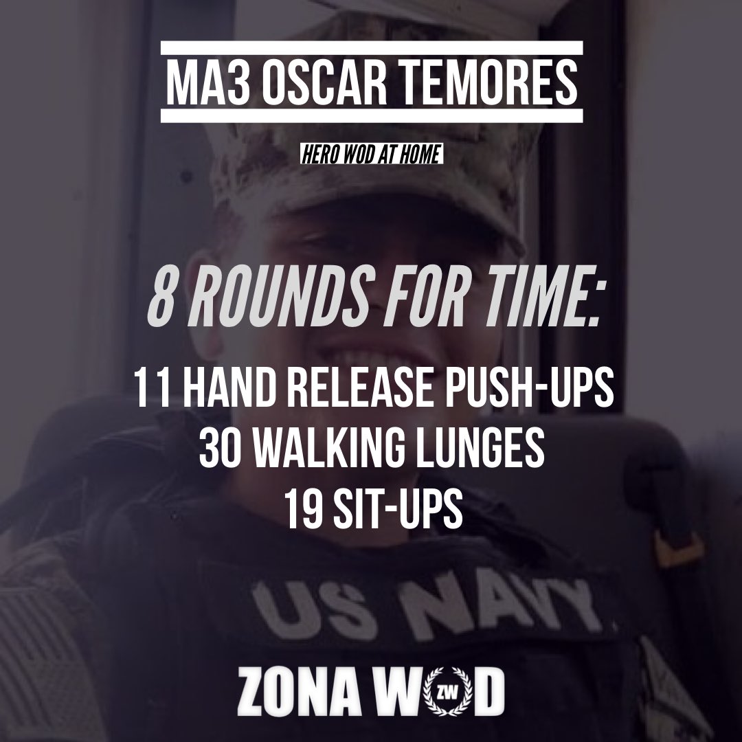 Zonawod's tweet photo. 🔥HERO WOD ‘MA3’🔥
✍🏼Guarda este workout y anota tu tiempo.
¿Estás siguiendo estos entrenamientos en casa?🤔
✅ ¡Únete a la comunidad!
#yoentrenoencasa #entrenoconzonawod #herowod #crossfitwod #crossfitworkouts #crossfit #entrenamiento #training #workout #wod #zonawod https://t.co/Eu2L3dty6d