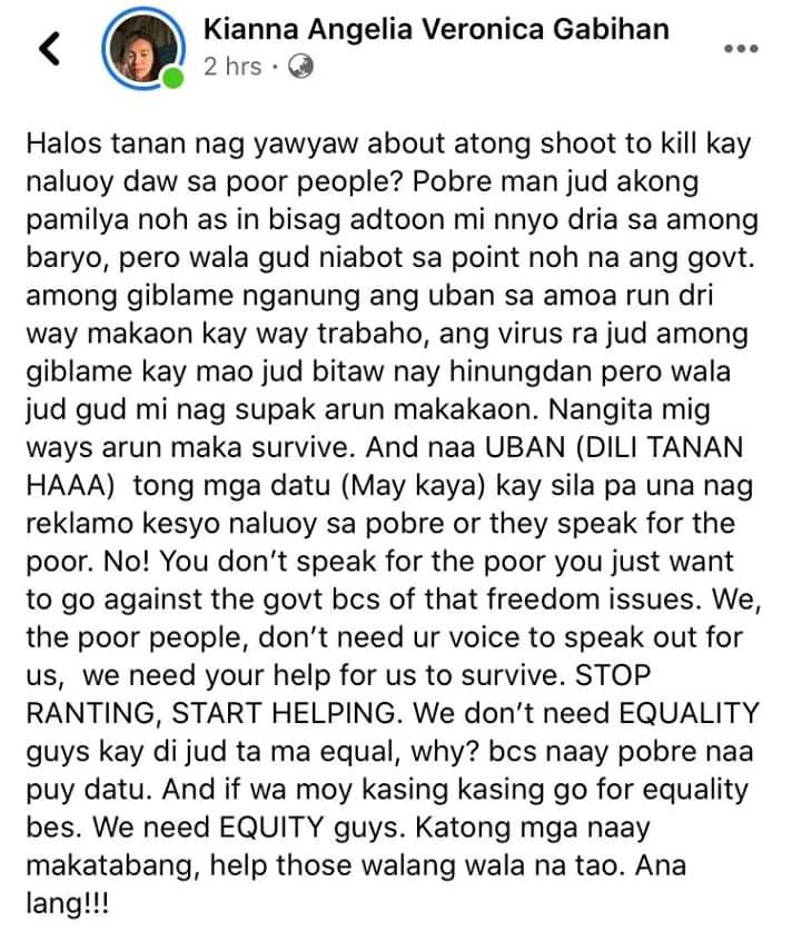 pyorodeerong's tweet photo. Kaya nga eh. Kung wala naman kayo mabigay n pagkain o tulong sa mahihirap wag na lng kau pumotak! We dont need ur voice n a first place. We need food. #istandwiththepresident https://t.co/Liiwgnppkm