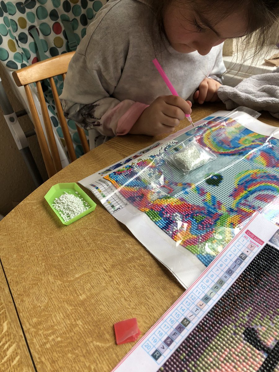 NSimms1993's tweet photo. @littlehillsch Isla-Mae 2BP has taken up a new hobby, diamond painting! Something to keep her mind busy and creative, she’s excited to see what it will look like once completed so she can hang in her room! https://t.co/ZuDiHaNLk2