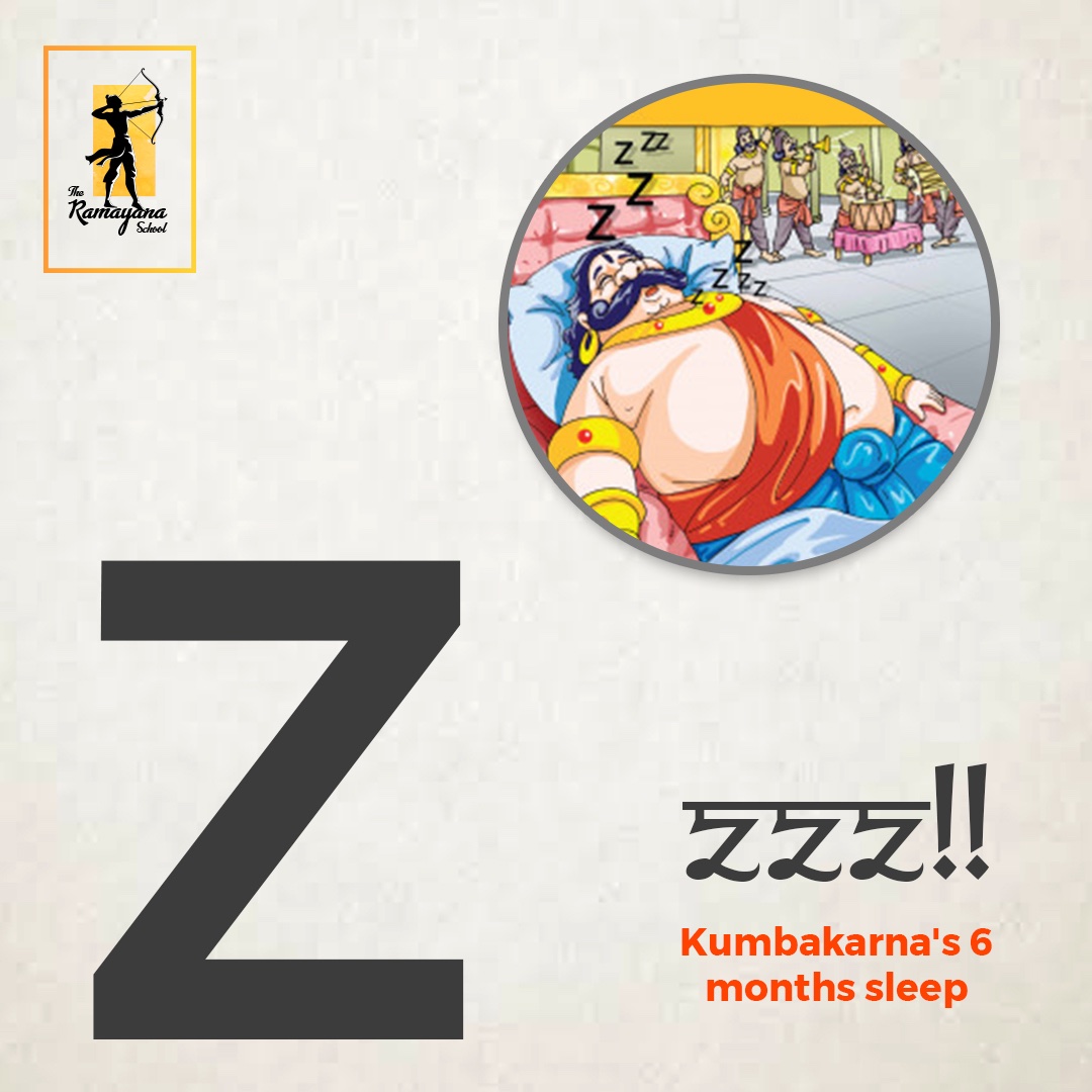 Teach kids ABCD, the Ramayana Way !Now Z is not only for Zoo, Z is also for Zzzzz, Kumbakarna's sleep Source:  @RamayanaSchool #Ramnavmi  #राम_नवमी  #HappyRamNavami