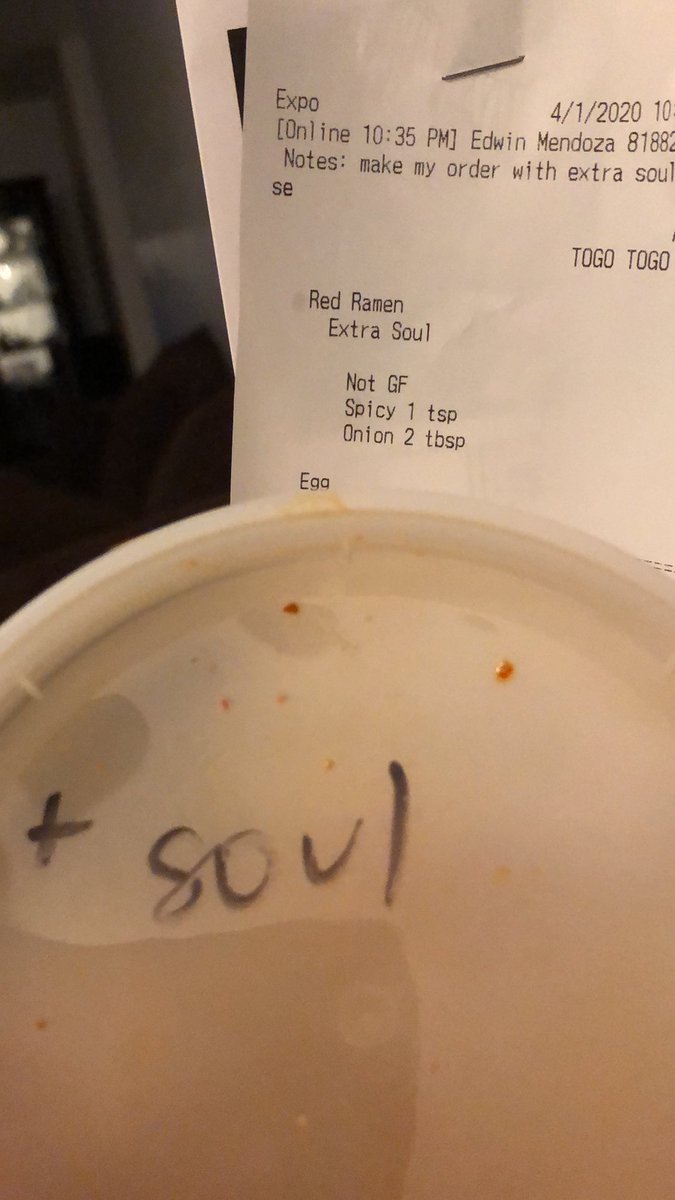 McRemedy818's tweet photo. Ordered takeout at @tatsuramen and wrote Extra Soul on my order 😂 and it was 🔥 https://t.co/RBbAYIKAHz