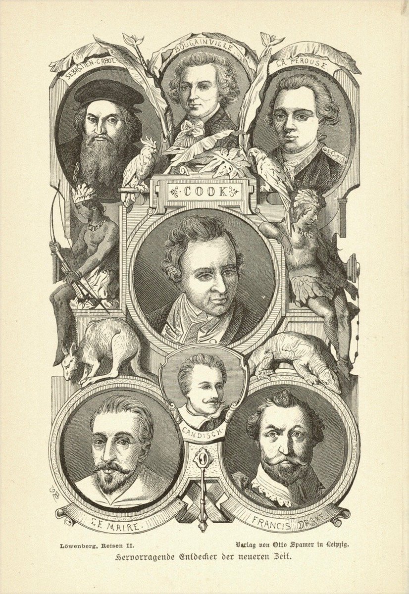 philographikon2's tweet photo. Explorers! #Wiloughby, #Cabot, #Bougsinville, La #Perouse, Captain #Cook, Le Maire, Francis #Drake. Published 1885 https://t.co/5OqOtAOJ79 https://t.co/Edl8u1c2Yc