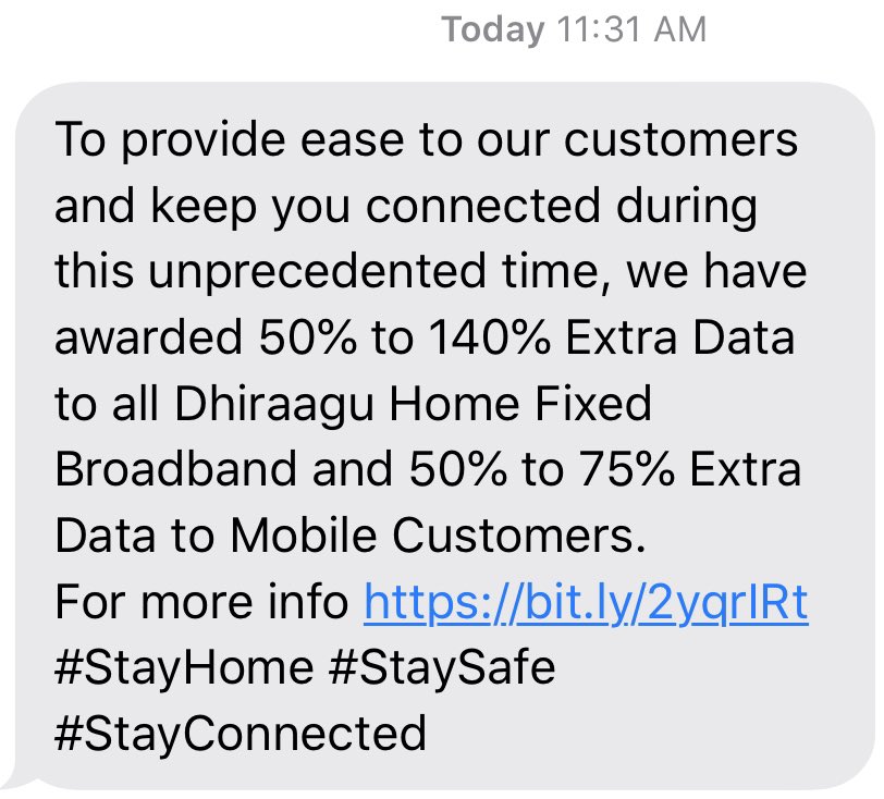 When people don’t have money to pay its time to reduce the price rather then giving free data. This insult to the people of Maldives. <a href="/ibusolih/">Ibrahim Mohamed Solih</a> <a href="/FaisalNasym/">Faisal Naseem</a> <a href="/Dhiraagu/">Dhiraagu</a> <a href="/OoredooMaldives/">Ooredoo Maldives</a> <a href="/Mihaarunews/">Mihaaru</a> <a href="/vaavu/">vnews.mv</a> <a href="/avasmv/">avas</a> <a href="/VaguthuOnline/">Vaguthu Online</a> <a href="/raajjemv/">raajje.mv</a> #COVID19 <a href="/mabrouq/">Mabrook</a>