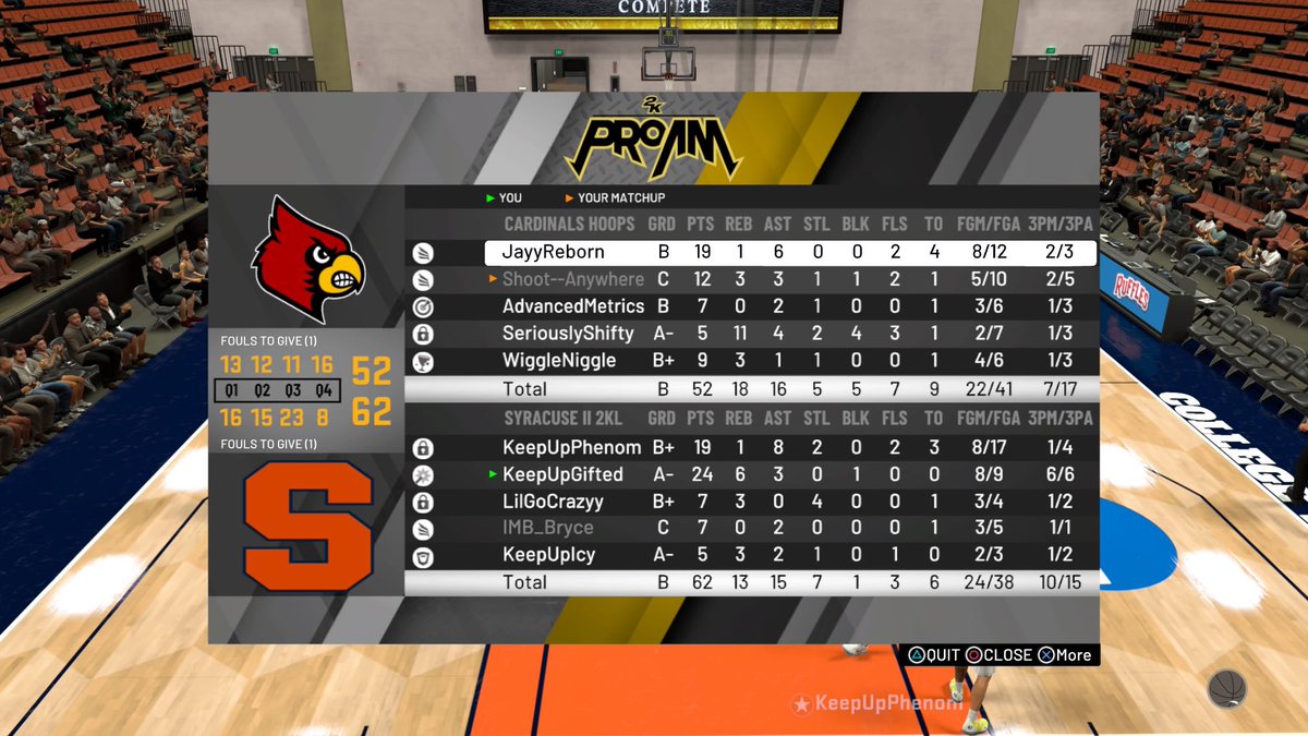 SyracuseNCAA2KL's tweet photo. GET YOUR BROOMS OUT 🧹 🧹 🧹 💨💨💨 Starting out 2-0 in @2kNCAALeague A game 1, 27 Point Performance by @KeepUpPhenom and A game 2, 24 Point Performance by @KeepUpGifted #2k #2kProAm #2KComp #2kcrewfinder #NCAA2KL #ProAm #CompProAm #PS4 https://t.co/O5aT5UVtmv