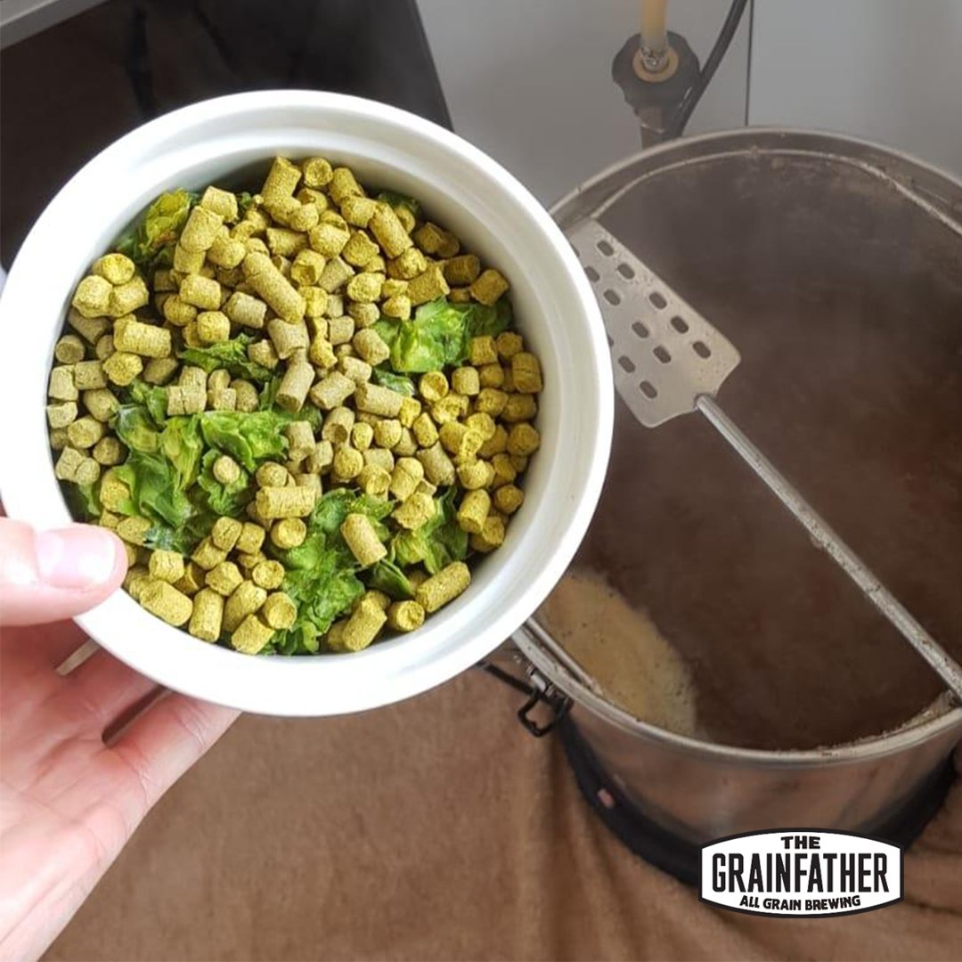 We've all been adapting to working from home and Sam, our resident brewer, has set-up his makeshift brewery at home 🍻 Here he is adding fresh motueka, rakau and wakatu hops, along with mosaic and amarillo pallets, to a New England IPA brew. If only we could taste at the end… 😞