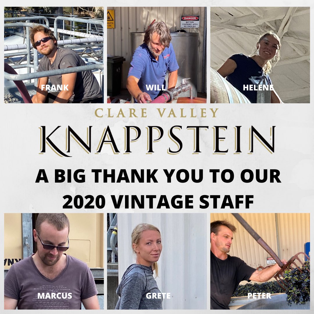 We say farewell to some of our vintage staff this week. A small team that got the job done. #clarevalley #lovewine #thankyou