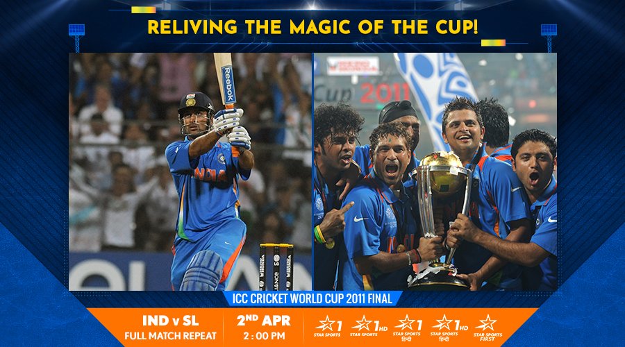 KKRiders's tweet photo. ✋ up if you're reliving the glory of our 2⃣0⃣1⃣1⃣ #CWC11 win 🏆 on @StarSportsIndia TODAY at ⏰ 2 pm!

#OnThisDay #worldcup2011 #WorldCupFinal #IndianCricketTeam #cricket #Champions https://t.co/AY8MosyFB3