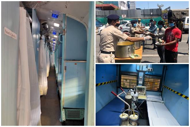 PiyushGoyal's tweet photo. Top 5 steps taken by Indian Railways amidst the lockdown due to COVID-19:

🛏 Coaches turned into quarantine facilities
🍆 Ensuring essential supplies
😷 Manufacturing protective gear
💺 Extension of retiring rooms
🍲 Meals for homeless

https://t.co/y4U2vsdMjA https://t.co/VgIvwPmjiw