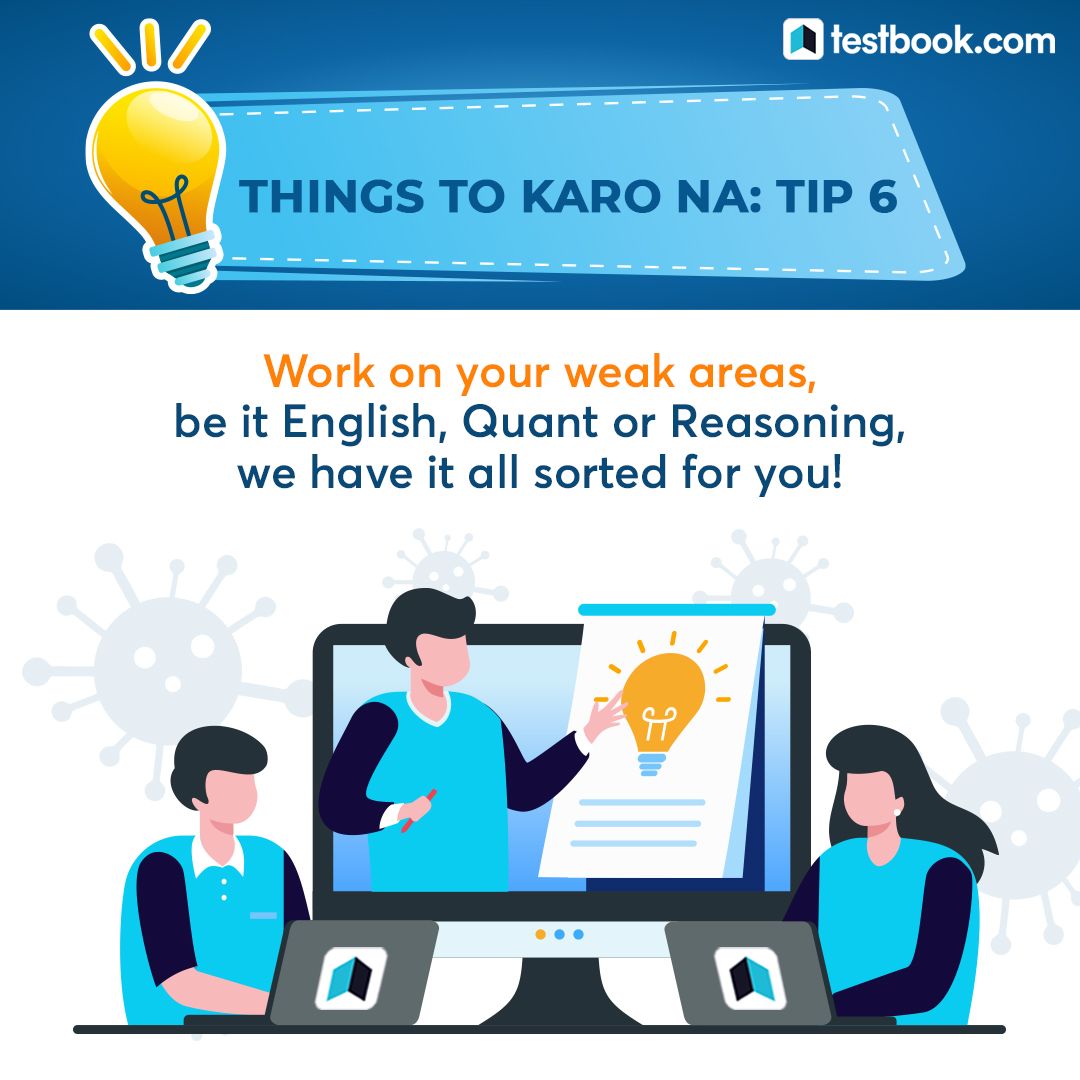 Testbookdotcom's tweet photo. Work on improving your weak areas with Testbook.
Get better every day!
#ThingsToKaroNa #COVID19 #CoronaVirus #KillCorona #ELearning #StudyWithTestbook https://t.co/S7p3mA7PAS