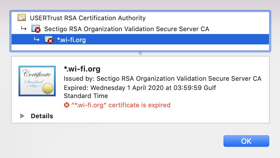 fsakkal's tweet photo. So many tweets that i could have phrased, but prefer to stay speechless... 
@WiFiAlliance
 #wifi #certificates #security https://t.co/8o4OelukiO