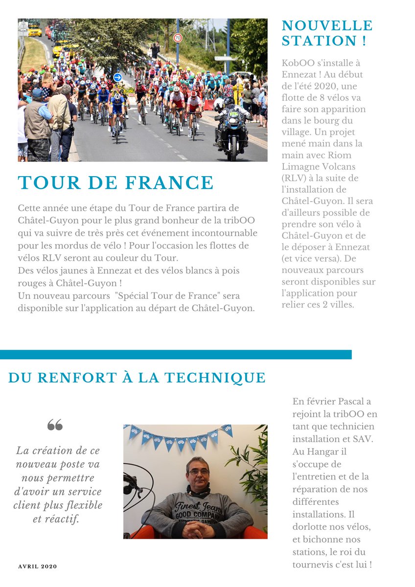 justkoboo's tweet photo. Découvrez notre newsletter du mois d'Avril ! Toutes les actOOs de la tribOO ! Prenez soin de vOOs et restez chez vOOs. #tribOO #kobOO #vls #madeinfrance #velolibreservice #veloconnecte #newsletter #clermontferrand #startup https://t.co/claQPcnuYV