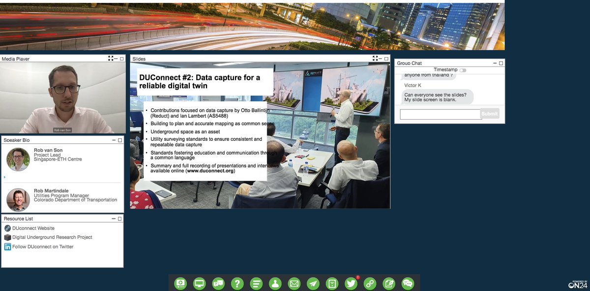 GeriSchrotter's tweet photo. Great web session - Digital Underground Connect https://t.co/8mfgkC5Yo6 @SEC_ETH @ETH_en #digitaltwins What lies beneath? Thanks to Rob from Dep. of Transportation, Colorado for sharing his experience! https://t.co/IIJHlWgNT6