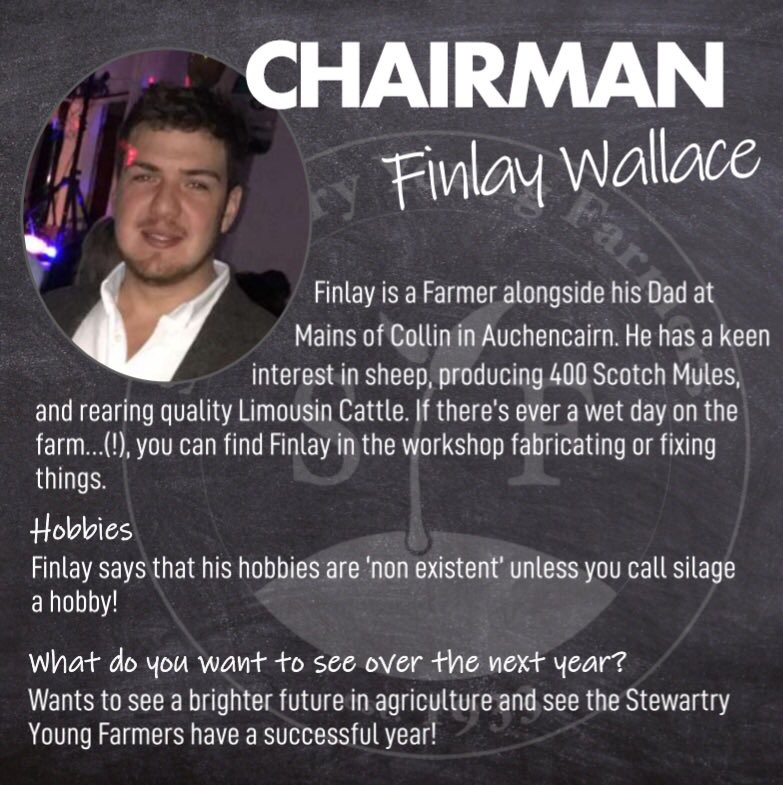 StewartryYF's tweet image. 🌟 CHAIRMAN 🌟 
Seeing as there won’t be any events being held for the foreseeable and you won’t be able to meet the committee whilst out and about, we’ll be introducing the team over the next few days! To kick us off, here’s our Chairman, Finlay Wallace #teamstewy #youngfarmers