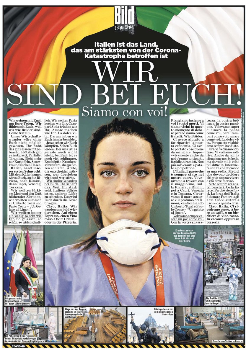 Nicolai Von Ondarza Full Page In Germany S Largest News Paper Bild Calling For Solidarity With Italy It Is Full Of National Cliches But A Very Different Vibe Than During The