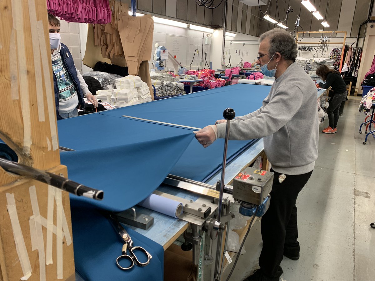 Fashion Enter  @JenniferHollowa was approached by 3rd party supplier who can’t get scrubs from Asia because supply restricted. Normally she makes womenswear. Now this London factory making 5k sets of scrubs by Monday for NHS and want to do more. IT’S ON! Made in (3)
