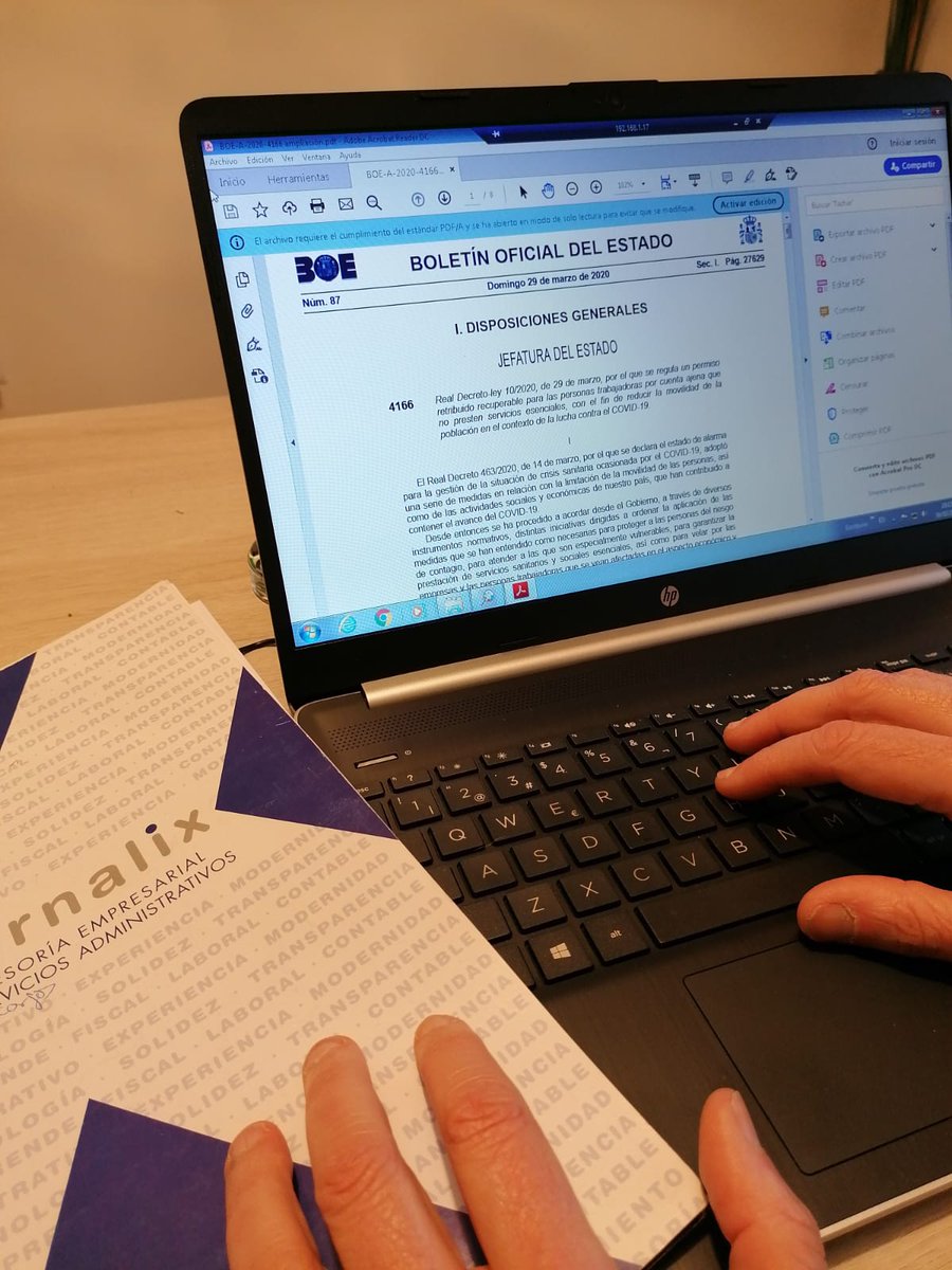 Las asesorías "actividad esencial" en estos momentos tan difíciles. Ánimo a nuestros colegas. Salud para todos