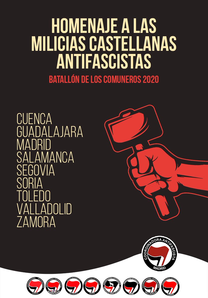 Este fin de semana celebramos el Homenaje a las milicias antifascistas del Batallón de los Comuneros junto a diversas Coordinadoras Antifascistas.

#NoPasarán #MemoriaAntifascista