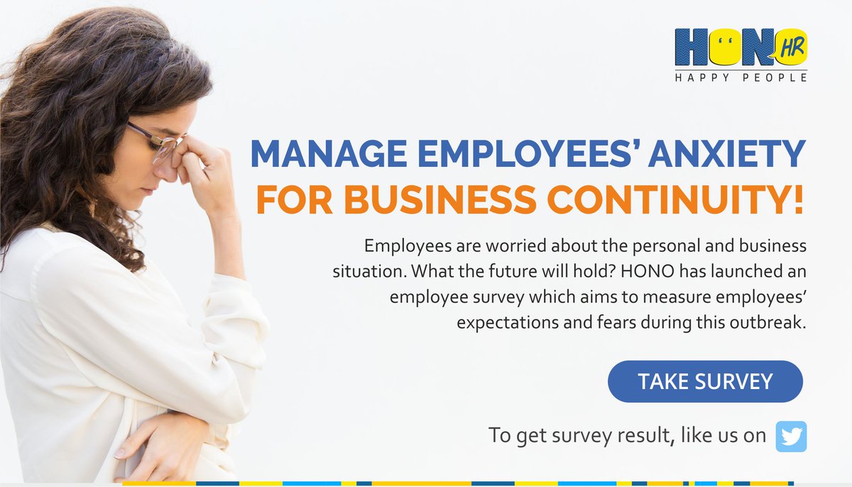 ConnectWithHono's tweet photo. Employees are worried about the personal and business situation. What the future will hold? 

HONO has launched an employee survey which aims to measure employees’ expectations and fears during this outbreak.

Take Survey: https://t.co/1F4Zz3dHDR

#HONO #employeeexperience https://t.co/JiAoii8SQP