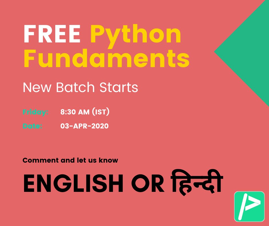 programink1's tweet photo. Learn Python Programming Fundamentals. FREE for our twitter followers. Register at https://t.co/dsBVaKqY2W 
#python #programming #datascience #django https://t.co/88xoXCQ9IE
