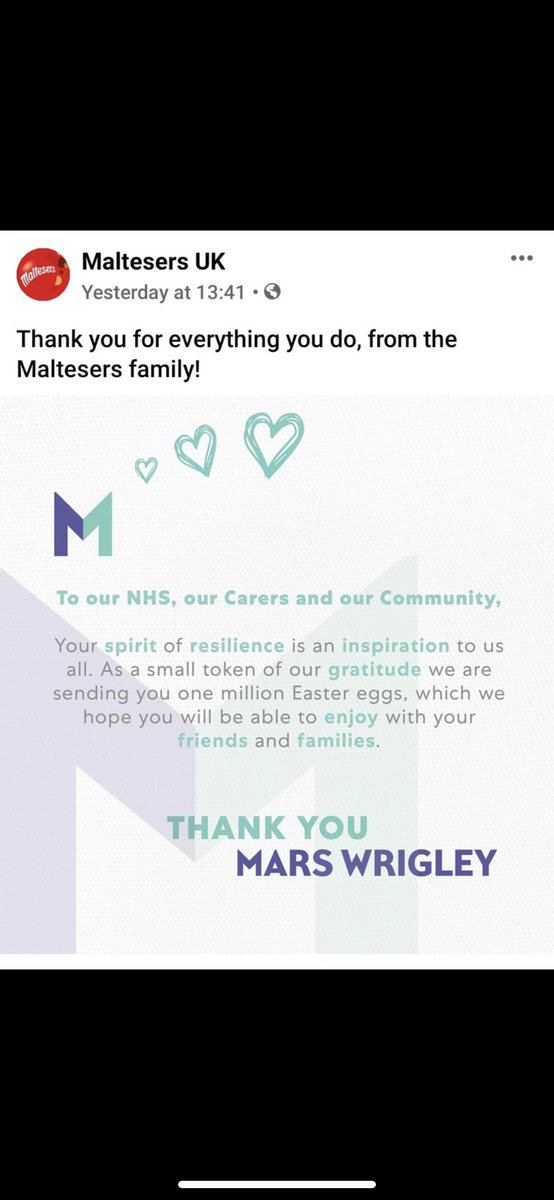 SBCP1's tweet photo. @MarsUK huge thanks @MaltesersUK for your incredibly generous donation to our amazing @NHSuk 👏🏻❤️ https://t.co/0VAri8q3lm