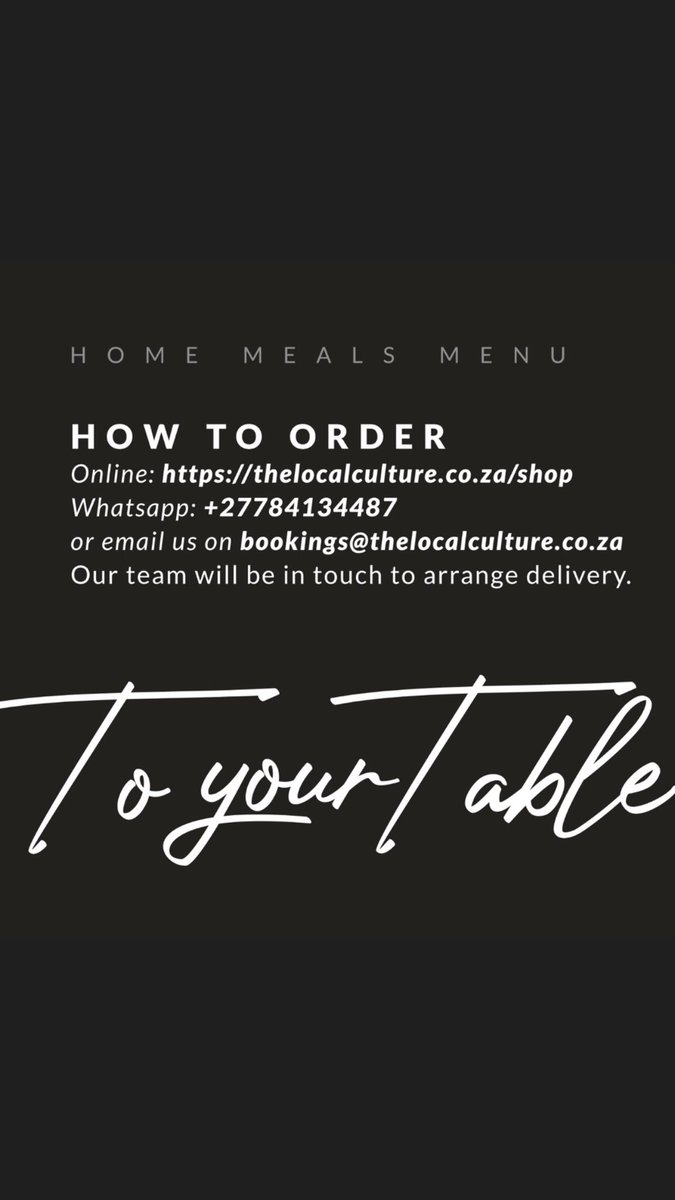 Comejoinus_SA's tweet photo. We are excited about #tlcrestaurant ready meals on wheels. Order from them now for delicious home made meals #supportlocal #lockDownSouthAfrica https://t.co/Bz2N1sxmIf