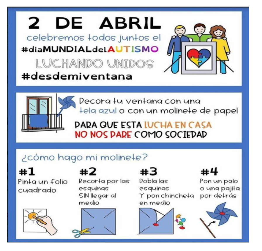 Mijas Comunicación (@mijascom) on Twitter photo #DíaMundialAutismo | #Mijas
·
💙 Día Mundial de Concienciación sobre el Autismo. “Puedo aprender. Puedo trabajar”
·
🇸🇴 Decora tu ventana con una tela azul o un molinete de papel #QuédateEnCaasa #LIUB <a href="/Autismo_Espana/">Autismo España</a> <a href="/NeuroTEA/">Neurotea.org</a> #DíaMundialAutismo | #Mijas
·
💙 Día Mundial de Concienciación sobre el Autismo. “Puedo aprender. Puedo trabajar”
·
🇸🇴 Decora tu ventana con una tela azul o un molinete de papel #QuédateEnCaasa #LIUB <a href="/Autismo_Espana/">Autismo España</a> <a href="/NeuroTEA/">Neurotea.org</a>