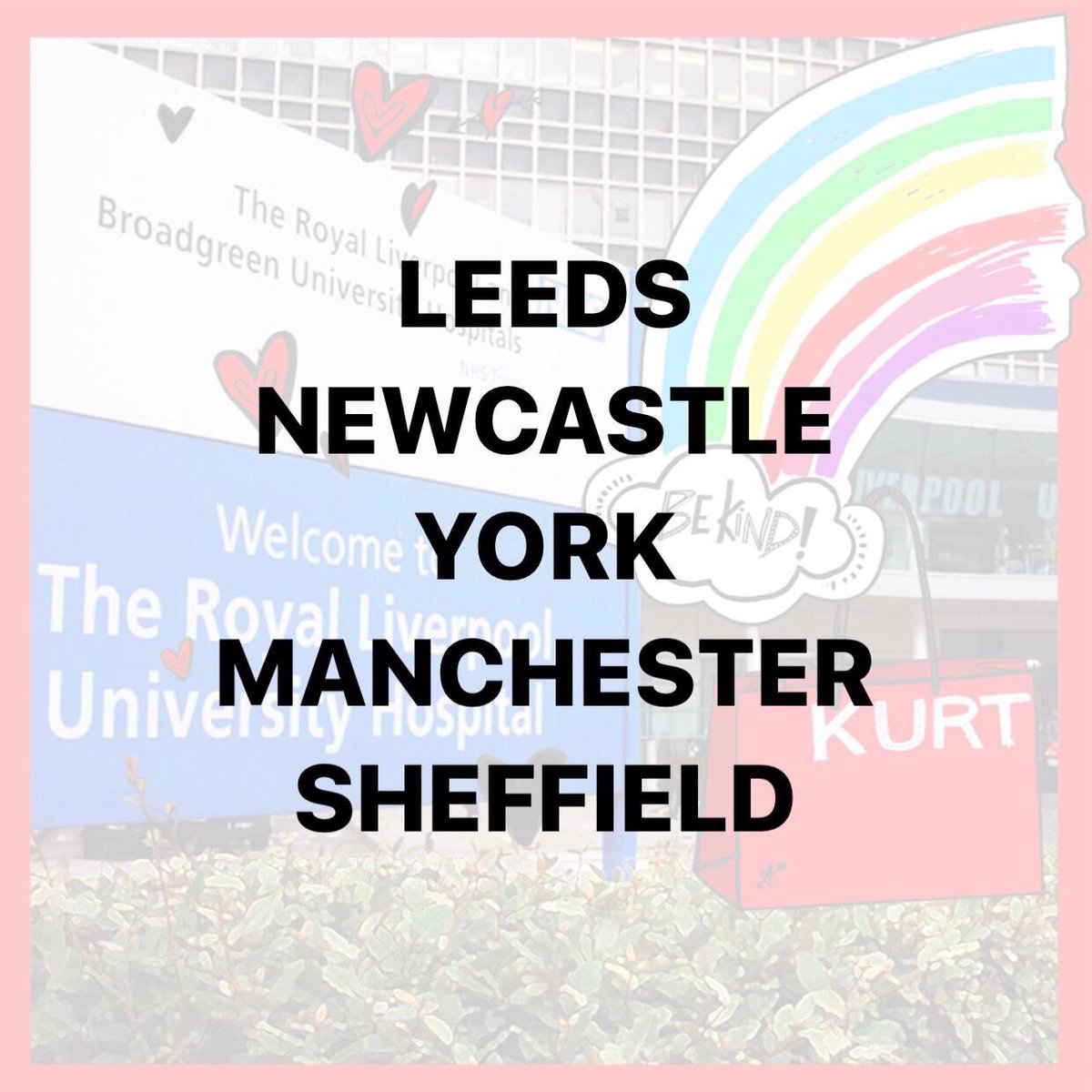 KurtGeiger's tweet photo. We are asking for your help to continue our #smallactsofkindness🌈 donating £100 gift cards to NHS critical care workers. 

If you have any contacts from the following hospitals we would love you to DM us with more information. https://t.co/iPxMPQltqd