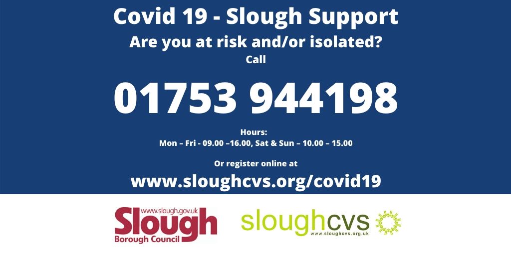 #OneSlough, #COVID19 Community Response **New Telephone Support Number** launched today for #Slough Please retweet and spread the message far and wide!