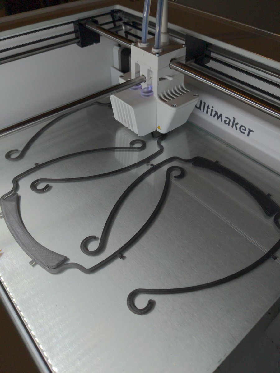 ChrisCREATE2's tweet photo. 3 face shields, 3 hours, on the Ultimaker S5. If anyone needs materials we still have them available and we're still shipping. @CREATE_EDU_PROJ and @3DGBIRE #hackthepandemic https://t.co/6GfMunOkik