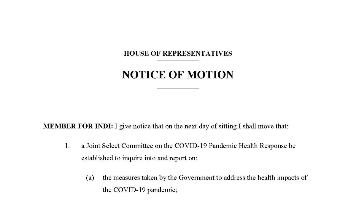 To beat COVID-19 we need all hands on deckAnd we need the public to trust what the Govt is doing in their nameWe face twin crises: an economic one & a health one. Both need scrutinyI've written a motion for a Parliamentary Committee to examine the Govt's health response 