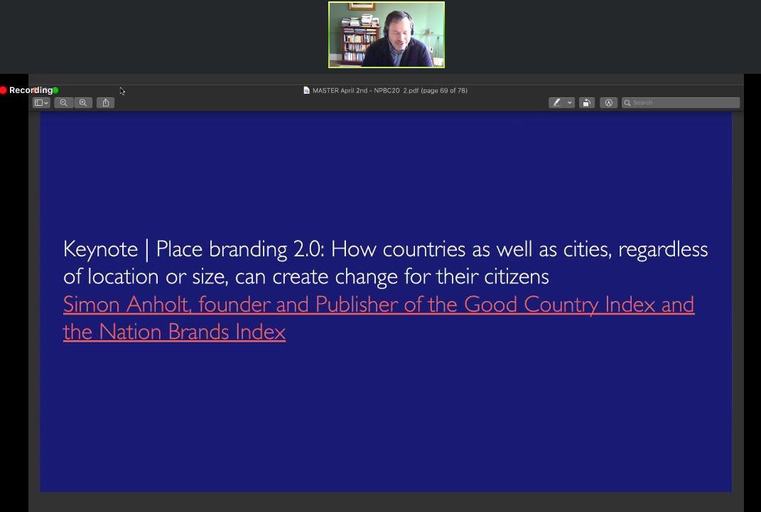 #Placebranding is about deeds, not words. The diplomacy of deeds, if you like'. @SimonAnholt at Nordic Place Branding Conference 2020 web seminar today. One word: Word! 👍 #NPBC20 #NationBranding #PublicDiplomacy #GoodCountries #GoodLeaders