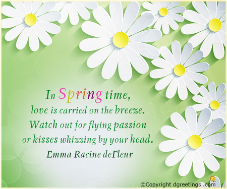 dgreetings's tweet image. In Spring time, love is carried on the breeze. Watch out for flying passion or kisses whizzing by your head.
- Emma Racine deFleur
dgreetings.com/spring/spring_…
#Springquotes #Sayings #Famousquotes #cards #blossom #Springtime