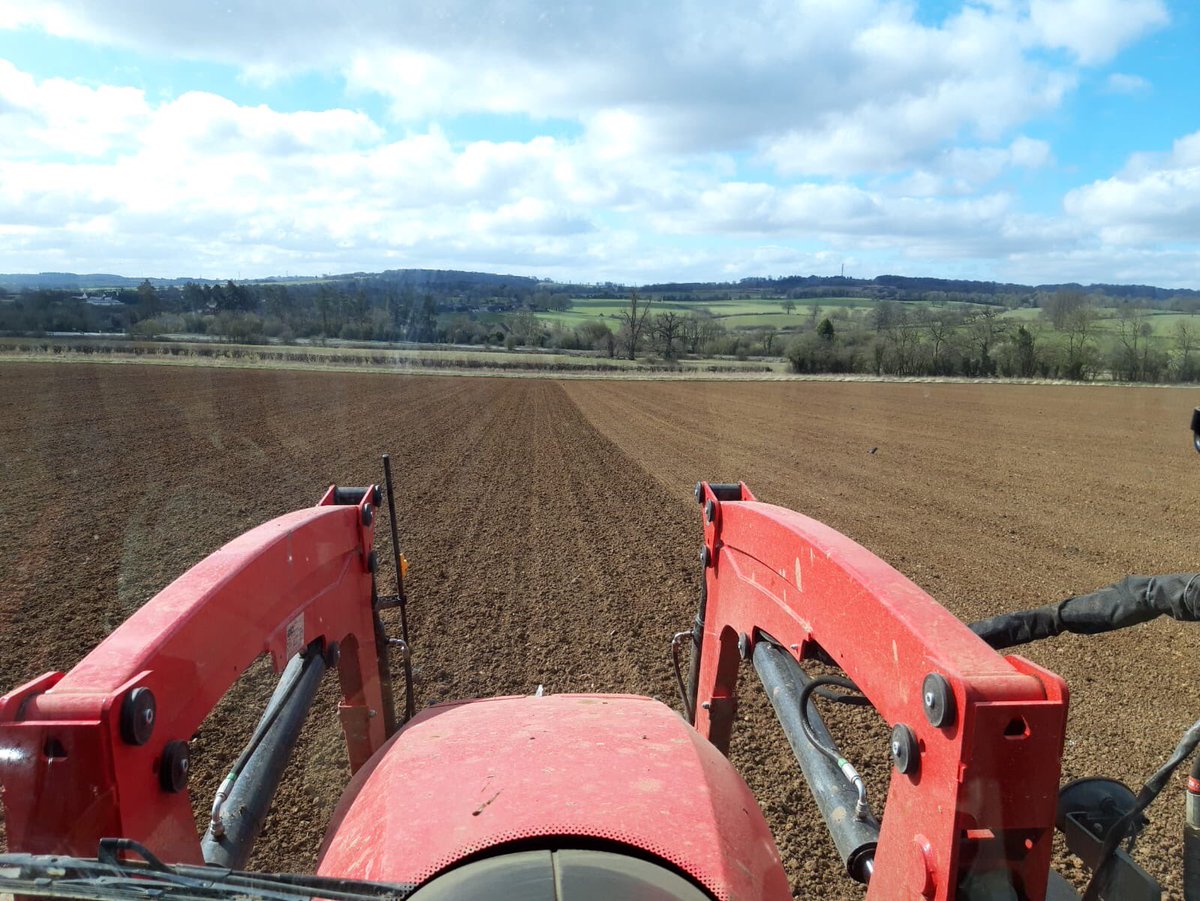 FarmersOfTheUK's tweet photo. Meanwhile the spring barley is planted and Dale is stuck in his #isolationbox rolling the fields. You can see how stony the field is. These fields rotate with the herbal leys which consist of 5 grasses,5 legumes and 5 herbs used for #mobgrazing the cattle.Glad #farmers can get on https://t.co/Lbm1NLvcyF