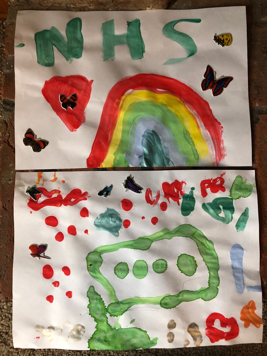 N13B's tweet photo. @NightingaleLDN Painted by my 7 year old and 4 year old. Thank you for everything you’re doing. Stay safe 🌈🌈🌈 https://t.co/HVxgHLJI1q