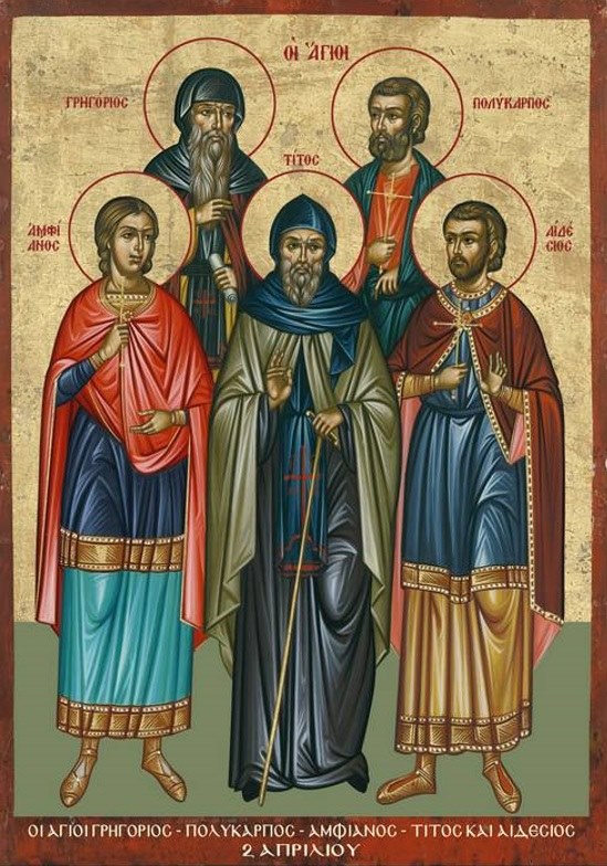 ArtChristianity's tweet photo. APRIL 2: Celebration of Saints Gregory, Polycarp, Titus, Amphianus, and Edesius
https://t.co/yGFFxO4ft0
#christianityart #nameday #greeknameday #byzantineart #religiousicons #greekorthodox #greekorthodoxchurch #greekicon #εορτολόγιο https://t.co/oZ28cumPRW