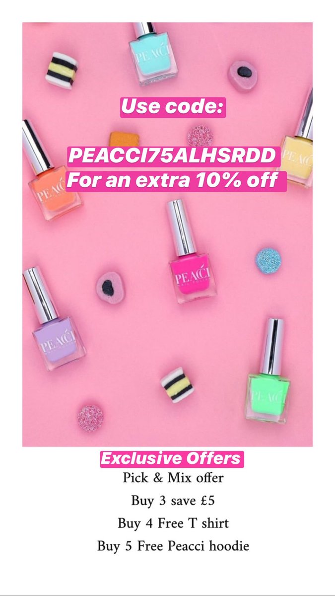 ohsogorgeous_o's tweet photo. https://t.co/a8uAdZzJ60 Pick & Mix offer now on! Use my code for an extra 10% off π #nails #nailpolish #peacci #nailcare #nailart #nailoffer #picknmix https://t.co/XlkK7898bZ
