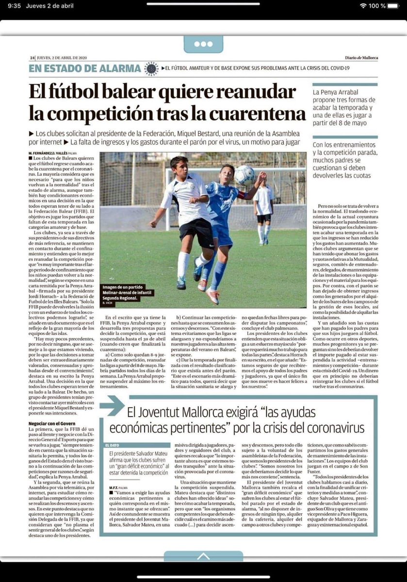 Penyaarrabal's tweet photo. El fútbol no es sólo dinero, y en estos momentos lo más importante son los chavales.
Estamos en la obligación de hacer lo posible para que vuelvan a la normalidad.
De la economía ya nos preocuparemos más adelante. https://t.co/1LWewWqFev