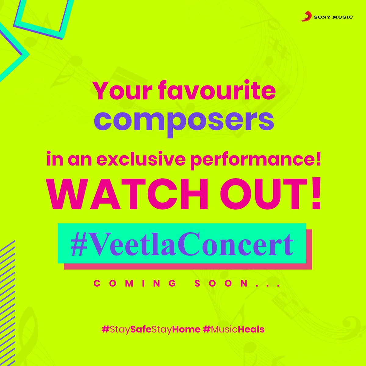 SonyMusicSouth's tweet photo. For all the trying times, here's for some healing! ❤️
Stay tuned for the exclusive #VeetlaConcert series by your favourite musicians launching at 5PM today! 🥰🎼
#StayHomeStaySafe #MusicHeals #VeetlaIsai https://t.co/xrP7lDuC7m