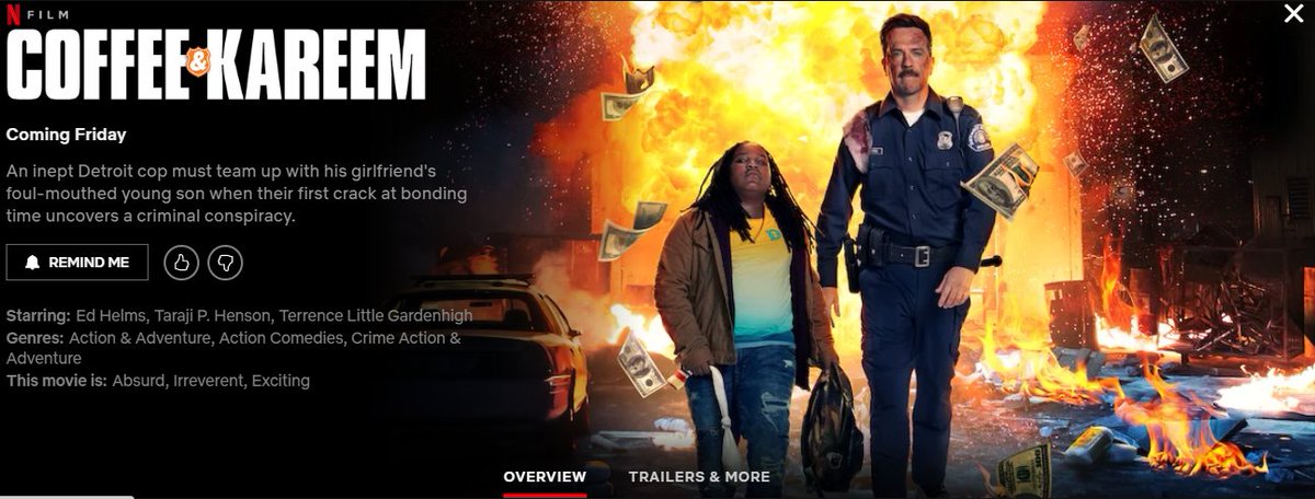 Coffee & Kareem - 4/3/2020While police officer James Coffee (Ed Helms) enjoys his new relationship with Vanessa Manning ( @TherealTaraji P. Henson), her beloved 12-year-old son Kareem (Terrence Little Gardenhigh) plots their break-up.  #CoffeeAndKareem  #NetflixWatchClub