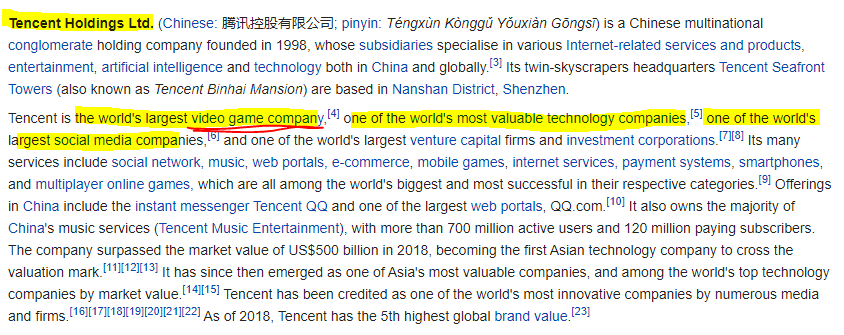 11/nConclusiones sobre los dueños:1) CEO y COO tienen grandes posiciones y por lo tanto muy interesados en la buena marcha de la empresa. Objetivos alineados con los nuestros.2) Tencent también tiene un gran % de las acciones. Esto es clave, como veremos más adelante.