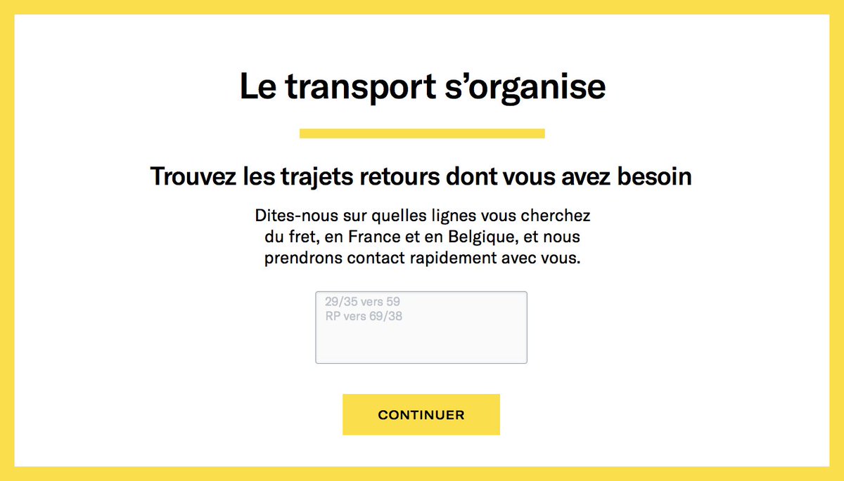 Trouvez les trajets retours dont vous avez besoin !

Transporteurs, Fretlink met tout en oeuvre pour vous aider à maintenir votre activité. Dites-nous sur quelles lignes vous cherchez du fret et nous prendrons contact rapidement avec vous: fretlink.com/?lang=fr
#OnRoulePourVous